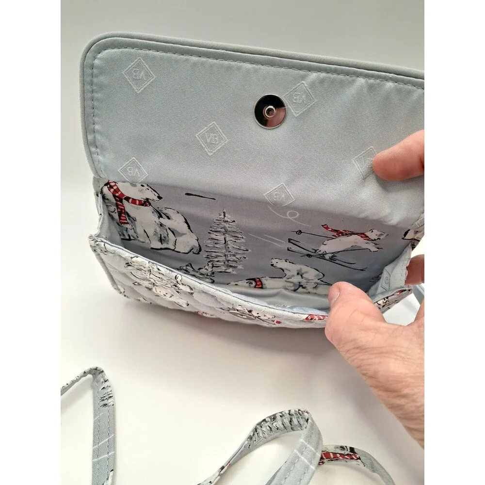 Vera Bradley Crossbody bag Turnlock  Zipper Wallet " Berry Merry" Polar Bears - Picture 9 of 9